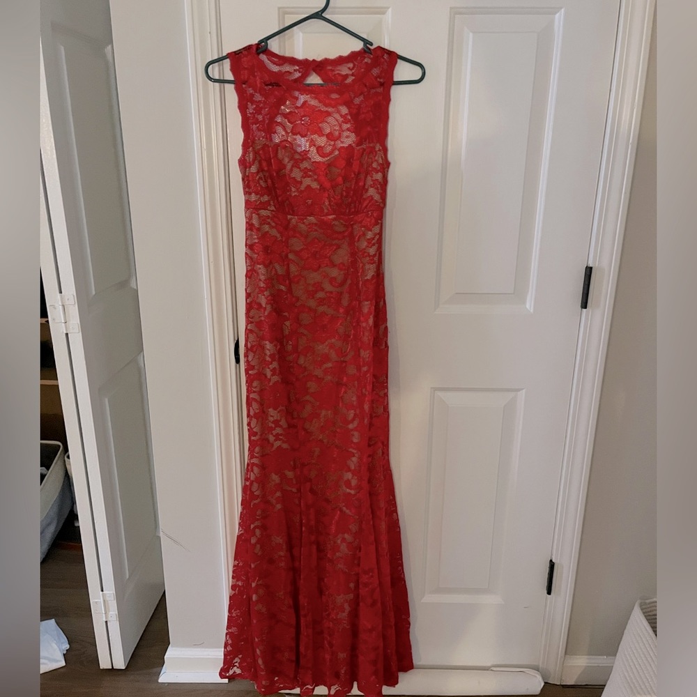 Red backless dress